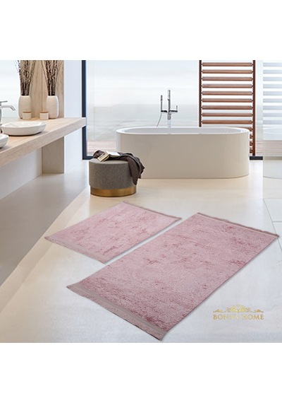 Nova Pembe 2'li Kaymaz Tabanlı Banyo Paspası Seti Klozet Takımı Pembe