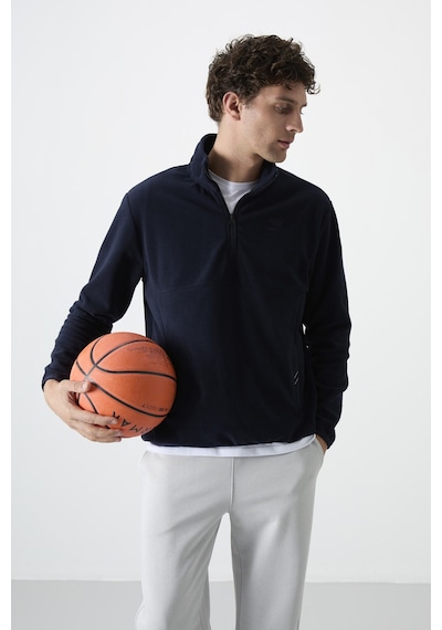 Tommy Life Lacivert Yarım Fermuarlı Sweatshirt Slim Fit Dik Yaka Erkek Polar - 87891 Lacivert