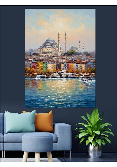 Ahşap Tablo İstanbul Boğazı Ve Camii Manzarası Çocuk Odası Tabloları