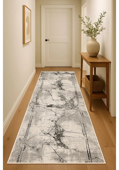 Blghome Mermer Desen Modern Halı Dekoratif Kilim Gri