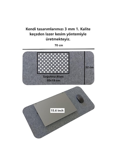 Lexroo Keçe Masa Üstü Mouse Pad Ve Bilgisayar Düzenleyici 70x32 Cm Standart