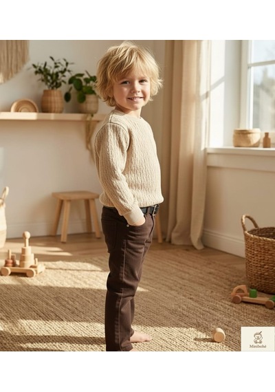 Nanica Kids Minibohe Çocuk Jakarlı Sweatshirt Bej Bej