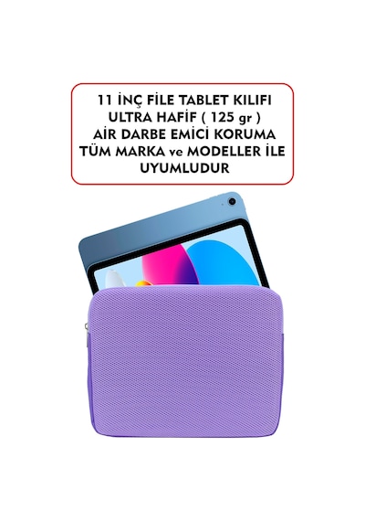 Dada Ultra Hafif 125gr Lila Renk File Tablet Kılıfı 10"-11" inç Air Darbe Emici Korumalı Unisex