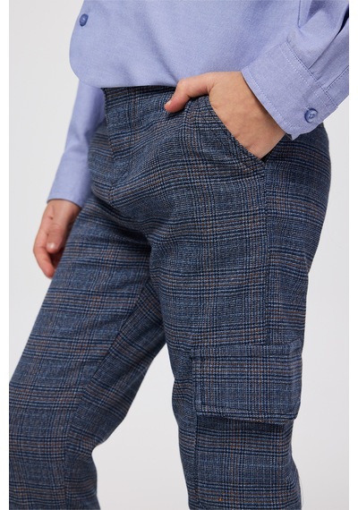 Erkek Çocuk Lacivert Ekose Pantolon Çok Renkli Erkek Çocuk Lacivert Ekose Pantolon Çok Renkli