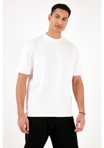 Buratti Pamuklu Bisiklet Yaka Relaxed Fit Basic Erkek T Shirt 5902610 Ekru