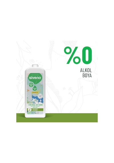 Siveno %100 Doğal Sıvı Kastil Sabun Zeytinyağlı Yoğun Nemlendirici Bitkisel Vegan 1 L