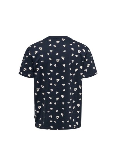 Only Erkek T-shirt Sıfır Yaka Desenli 22028732 Lacivert