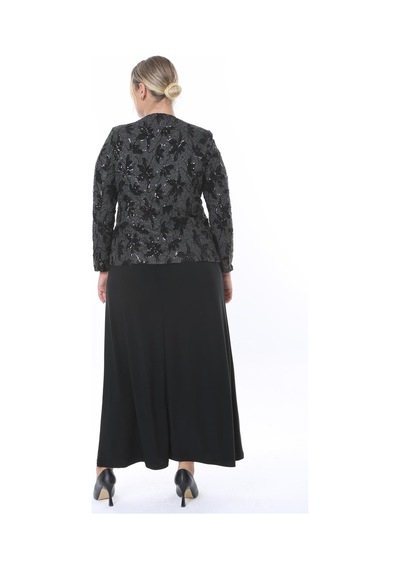 Ladies First Büyük Beden 3805 Siyah Ceket+elbise Takım 001