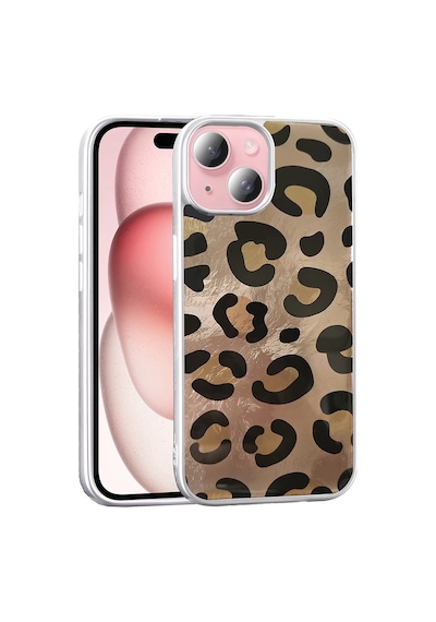 Apple Uyumlu iPhone 13 Kılıf Desenli Zore Mep Kapak Gold Leopar