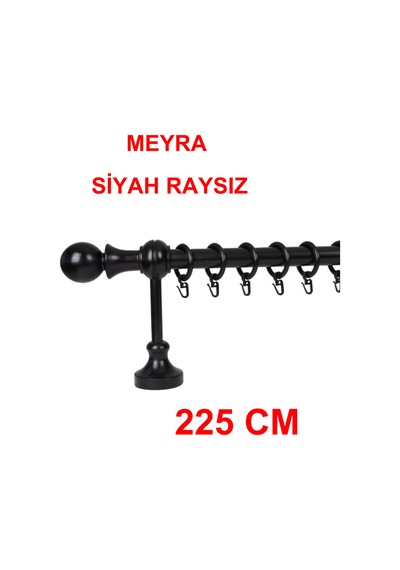Meyra Demonte Başlıklı Ahşap Rustik Perde Askısı - Raysız -siyah 225 Cm Siyah