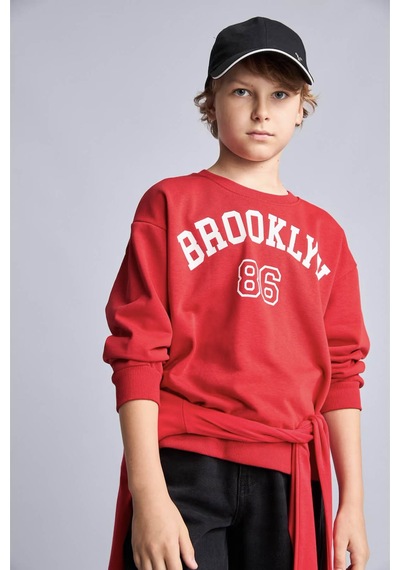 Defacto Baskılı Pamuklu Kırmızı Erkek Çocuk Sweatshirt H9894a8/rd79