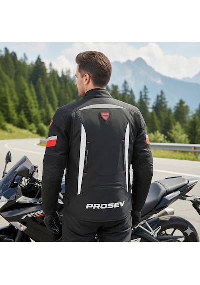 Prosev Ce2150 4 Mevsim Motosiklet Montu Siyah-kırmızı Motorcu Mont