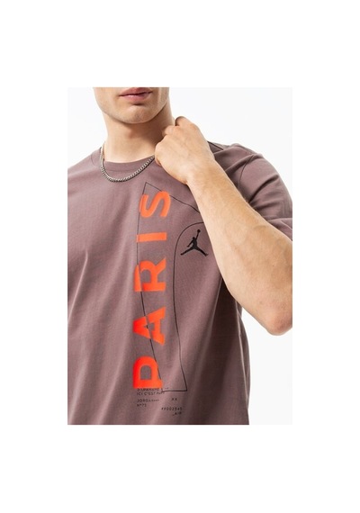 Nike Air Jordan Paris Saint Germain Mens Tee Grafik Baskılı Erkek Günlük Tişört Kahverengi