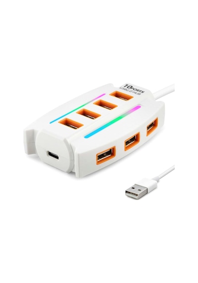 Usb Rgb Hub 10 Port 480 Mbps 1.2 M Beyaz Hdx7037