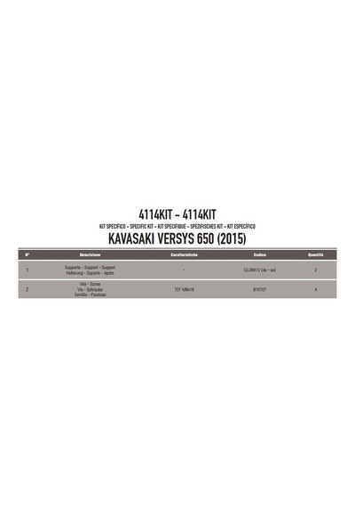 Givi 4114Kıt Kawasakı Versys 650 15-21 Yan Çanta Taşıyıcı Bağla N11.2872