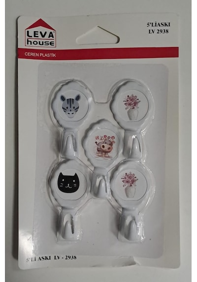Leva Yapışkanlı Askı 5 Li Hanger Lv-2938 Karışık Desen Diğer