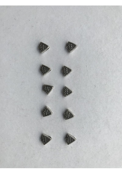 10 Adet Tesbih İpi Birleştirme Üçgeni Ara Üçgen Metal-Gümüş Renk