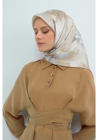 Armine İpek Eşarp 2026 Yaz - 9505-84 Taş Gri Sura