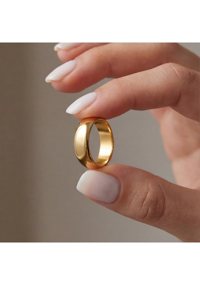 Ferizz Altın Kaplama Unisex 5mm İşlemesiz Düz Alyans Yzk-201 001