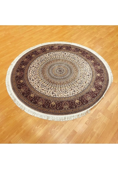 Tebriz Desenli 200 X 200 Yuvarlak İpek Halı Çok Renkli