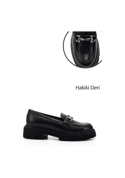 Gönderi(R) Gönderi R Kadın Siyah Kalın Topuklu Tokalı Hakiki Deri Loafer Ayakkabı Gdza13424352 siyah