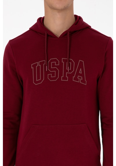 U.S. Polo Assn. Erkek Regular Fit Kapüşonlu Bordo Basic Sweatshirt 50315663-VR014