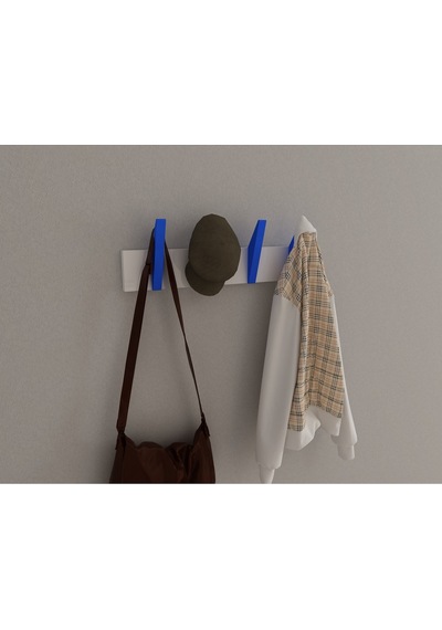 Hepsi3boyutlu Modern Duvar & Kapı Kanca Askılık - 4 Adet Mavi Kanca Askılık - Model No : 4 Mavi