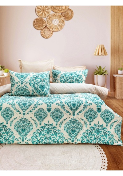 Caqqa Damask Lastikli Çarşaflı Çift Kişilik Pamuk Nevresim Takımı