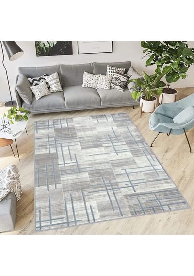 Rovigo Home Dijital Baskı Yıkanabilir Kaymaz Taban Salon Halısı Rvg0560 Gri