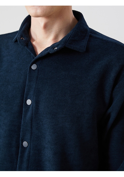 Lcwaıkıkı Classic Lacivert Slim Fit Uzun Kollu Kadife Erkek Gömlek