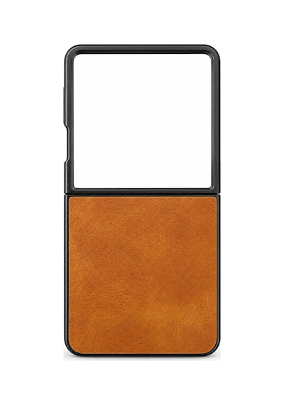 Microcase Samsung Galaxy Uyumlu Z Flip 8 İçin Deri Desenli Plastik Koruma Kılıf Taba - Al3156
