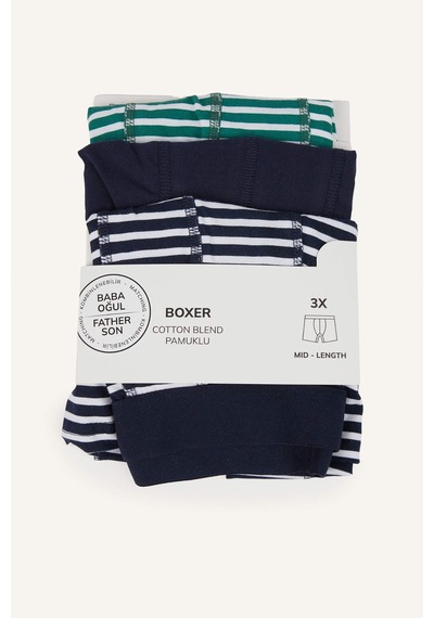 Defacto Regular Fıt Çizgili 3lü Boxer E9580ax26spnv135 Lacivert-nv135