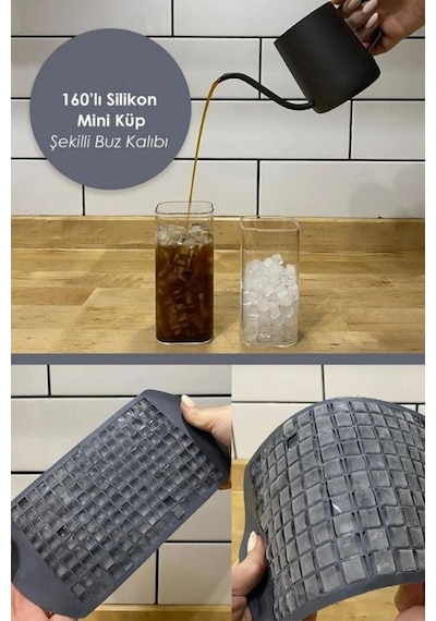 Esnek Silikon Buz Kalıbı Mini Buz Küpleri 24x12x1 Cm 160 Silikon Silikon Diğer