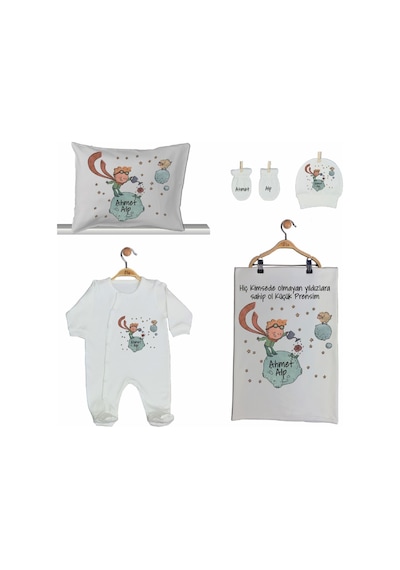 Pia Baby Gl 2014 İsme Özel Küçük Prens Beşli Tulum Set Krem