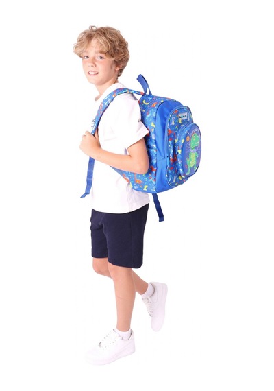 Kaukko Kids Üç Gözlü Erkek Çocuk Okul Sırt Çantası 3d Dinazor Detaylı - L5262 Mavi - Yeşil
