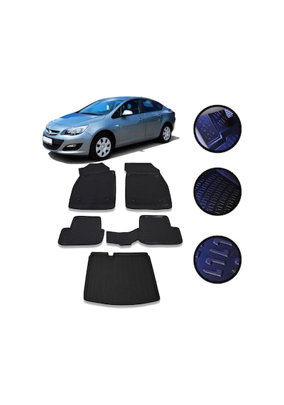 Opel Astra J Sedan 2012-2022 Arası 4D Havuzlu Oto Paspas Ve Bagaj