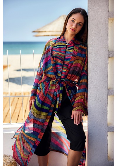 Remsa Mayo Remsa Tesettür Mayo Üzerine Tek Kaftan Kimono Pareo Siyah03 Rp022 Puket Siyah03