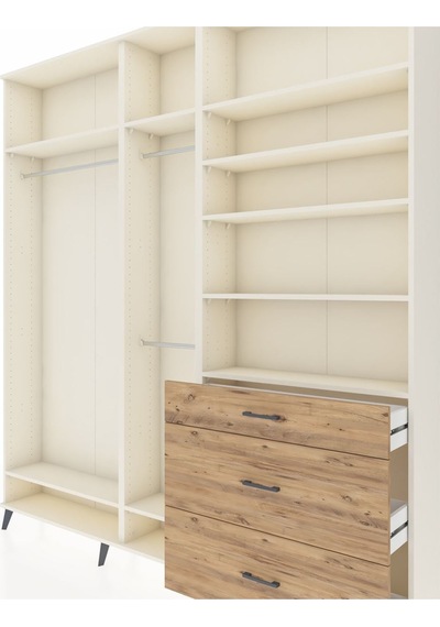 Arges Dolap 9 Raflı 3 Çekmeceli 3 Askılı 220x30x243 Aytaşı-aytaşı/çam Aytası/atlas Çam