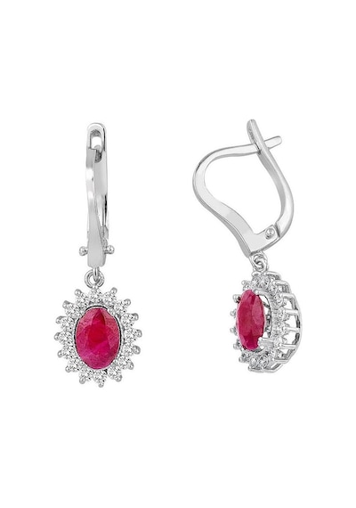 0.26 Karat Pırlantalı Oval Yakut Küpe Pe1692 Beyaz