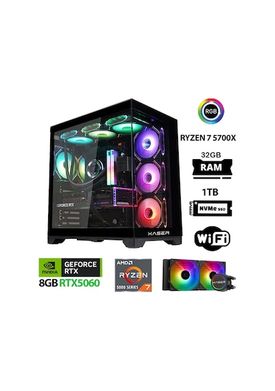 Xaser Sword X50 R7-5700X 32 GB 1 TB SSD 8 GB RTX5060 Masaüstü Oyuncu Bilgisayarı