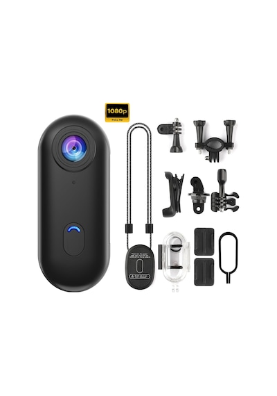 Robeve Mini Wifi Aksiyon Kamerası 1080p Giyilebilir Aksiyon Kamera - Su Geçirmez Tasarım - Ses Ve Görüntü - Motorsiklet Görüntü Kaydı - Aksiyon Görüntü Kaydı Siyah