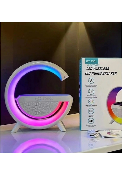 Akıllı Masa Lambası Hoparlör Led Işık & Kablosuz Şarj Alk2289