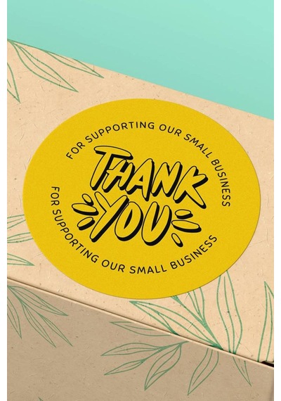 Small Business Thank You Sarı Sticker 3x3cm St2223 Çok Renkli