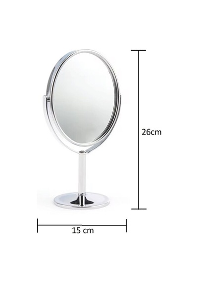Mercansa Sonx Oval Masaüstü Ayaklı 360 Dönebilen, İşyeri, Seyahat İçin Mini Krom Ayna 15x25cm