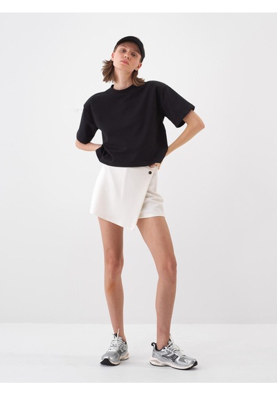 Xint Siyah Pamuk Dokulu Oversize Tişört 602459