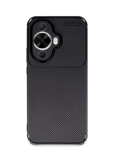 Huawei Nova 12s Uyumlu Kılıf Auto Focus Karbon Kapak - Siyah
