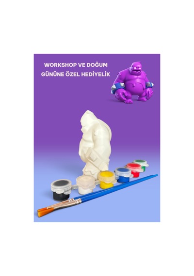 3d Golem Figür Boyama Seti - Kendin Boya Hobi Ve Etkinlik Seti - Akrilik Boya + 2 Fırça