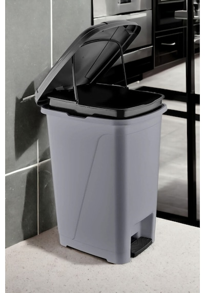 25 Litre Iç Kovalı Slim Pedallı Çöp Kovası Gri