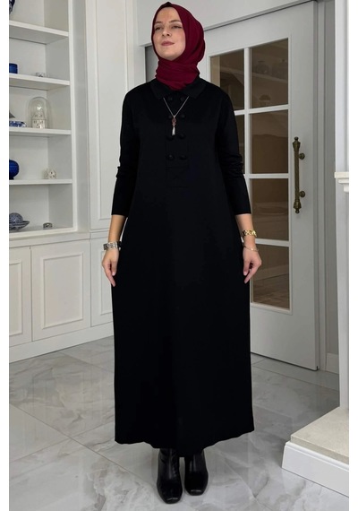 Rabia Şamlı Laçin Triko Elbise Siyah Normal