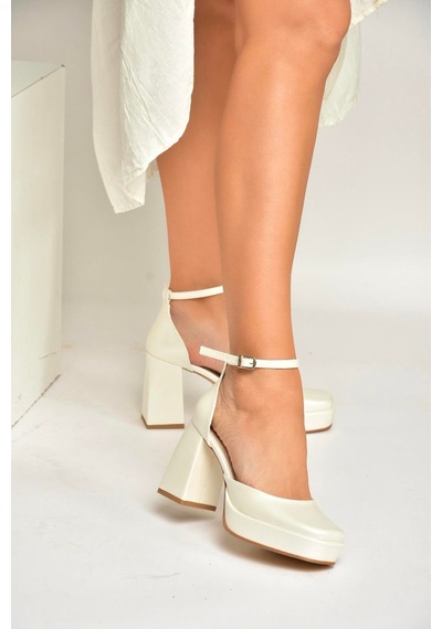 Fox Shoes Y246043009 Sedef Kalın Platform Topuklu Abiye Ayakkabı SEDEF